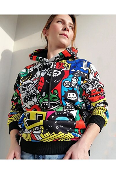 FG KONNİCHİWA Crazy Custom Design Model 1 Hooded Sweatshirt Back Laser Print Memorial Manga