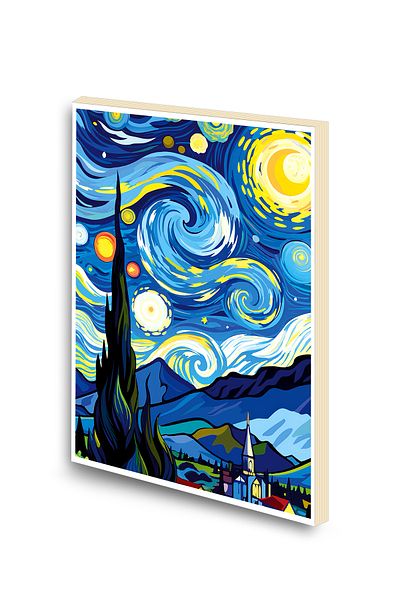 Hamiki Van Gogh Starry Night Printed A6 Small Size Unlined Notebook