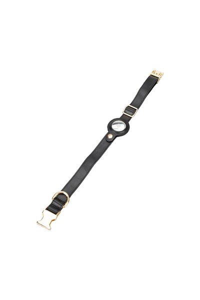 PLM Gerçek Deriden El Yapımı Köpek Tasması, Apple AirTag Uyumlu Yuva, 50cm Ay...