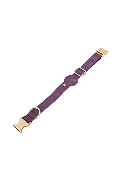 PLM Gerçek Deriden El Yapımı Köpek Tasması, Apple AirTag Uyumlu Yuva, 50cm Ay...