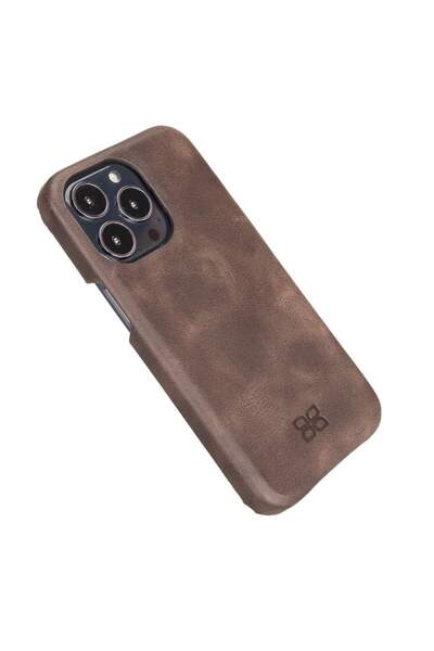 Bouletta Apple iPhone 14 Uyumlu Deri Arka Kapak F360 TN3 Kahve