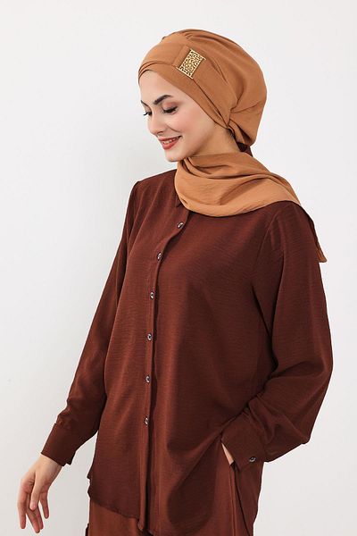 Aisha's Design Ready Turban with Aerobin Fabric and Gold Accessories - HT-11A