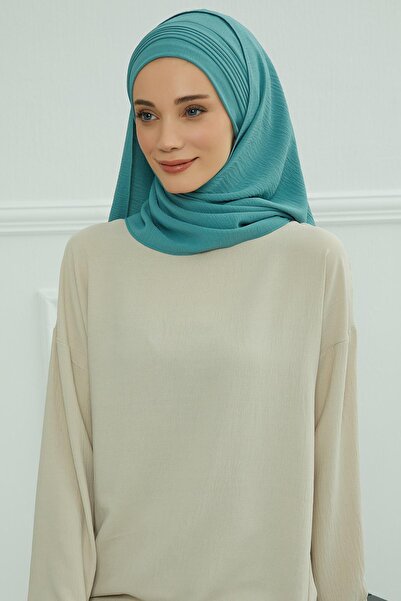 Aisha's Design Pleated Design Aerobin Shawl, Cps-90, Mint Green
