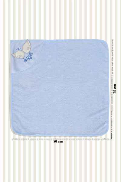 Baby Shez 100% Cotton Newborn Baby Swaddle Embroidered Bath Towel Blue
