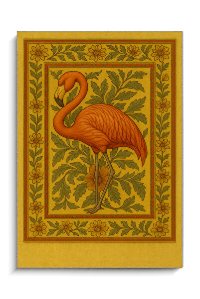 Rugs Modern Halı سجادة موسو ذات تصميم أصفر مع تفاصيل زهور ونمط طائر الفلامنجو...