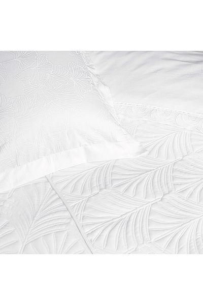 Taç Eleanor Jacquard Bedspread Double Duvet Cover Set (White)