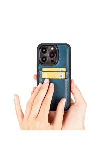 Bouletta Apple iPhone 14 Pro Uyumlu Deri Arka Kapak FXCP BRN4EF