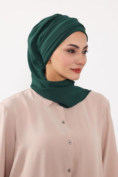 Aisha's Design Έτοιμο τουρμπάνι από ύφασμα Aerobin με χρυσά αξεσουάρ, HT-11A, σκούρο πράσινο