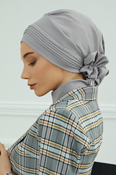 Aisha's Design Aerobin Kumaş Hazır Türban,HT-31A,Gri