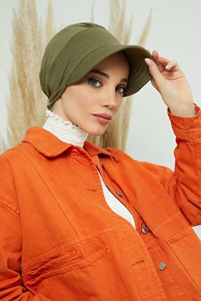 Aisha's Design Καπέλο με προσωπίδα και αξεσουάρ λουλουδιών, B-72, Χακί Πράσινο