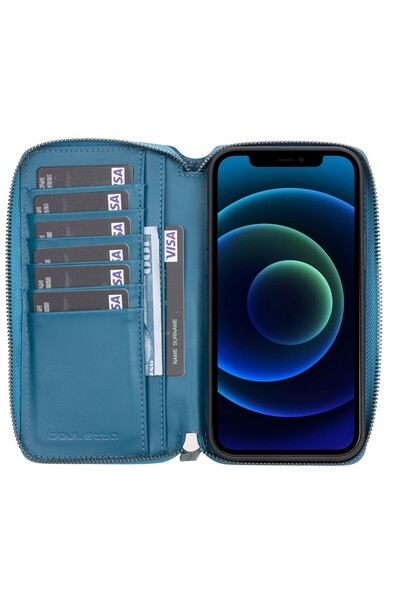 Bouletta Apple iPhone 12 Pro Max Uyumlu Deri Zip Kılıf BRN4EF