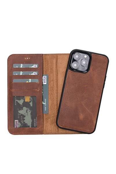 PLM Apple iPhone 13 Pro Max Uyumlu Deri Cüzdanlı Kılıf Liluri G2