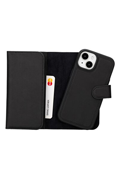 PLM Apple iPhone 15 Uyumlu Deri Cüzdanlı Kılıf Santa G1