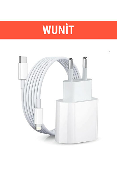 WUNİT Iphone Tüm Cihazlar Ile Uyumlu Hızlı Şarj Seti Adaptör(TYPE-C) Şarj Kablosu (TYPE-C/LİGTNİNG)w.