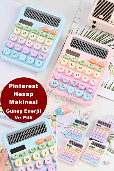 Genel Markalar Pinterest Hesap Makinesi 12 Hazneli Lcd Ekran Açılı Geniş Ekran,güneş Enerji Ve Pilli Hesap Makinesi