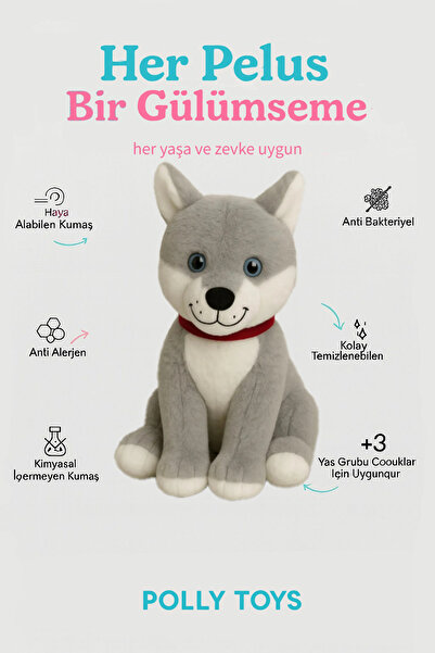 POLLYTOYS Peluş Tasmalı Kurt Köpek - 60 cm
