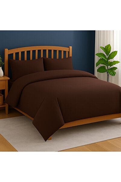 English Home طقم مخدات غطاء لحاف مقاس كينج قطن 100% - بيج-بني