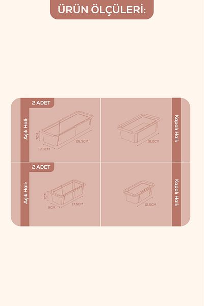 Vienev Set of 4 Adjustable Drawer Organizer Boxes – Extendable and Shortenable Organizer Set (2A2B)