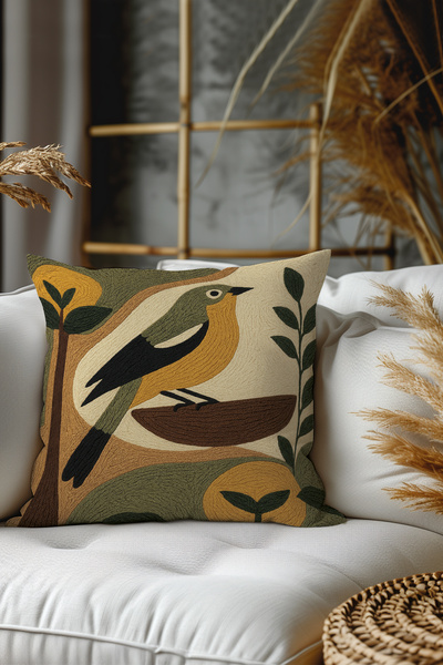 Belle Benoit Set of 2 Embroidery Patterned, Double-Sided Printed, Decorative Throw Pillow Case – Bohemian Style, Zippered