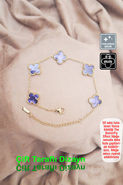 Miss TBee 🍀 سوار من الفولاذ على شكل برسيم مكون من 4 أوراق 🎨   اللون الأرجوا...