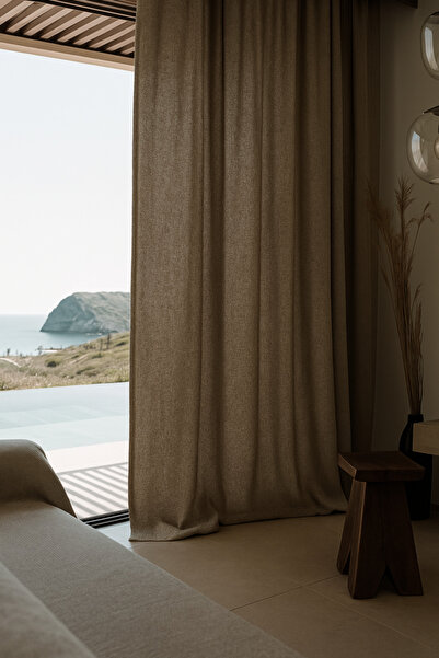 Ran Perde İnce Tül Fon Perde – Kahve - Pileli Dikim -İnce Dokulu - 1 Adet