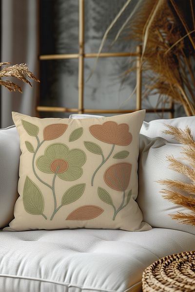 Belle Benoit Set of 2 Embroidery Patterned, Double-Sided Printed, Decorative Throw Pillow Case – Bohemian Style, Zippered