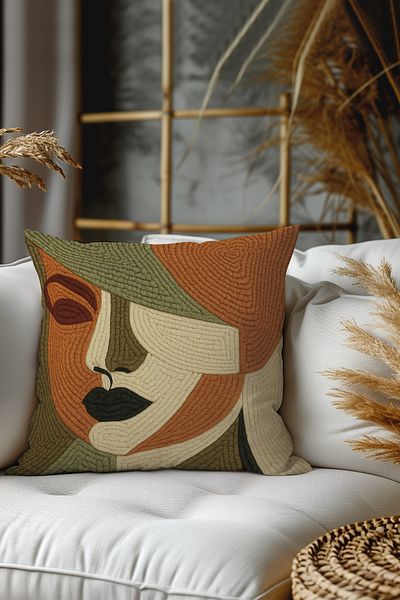 Belle Benoit Set of 2 Embroidery Patterned, Double-Sided Printed, Decorative Throw Pillow Case – Bohemian Style, Zippered