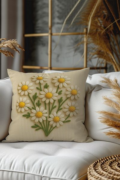 Belle Benoit Set of 2 Embroidery Patterned, Double-Sided Printed, Decorative Throw Pillow Case – Bohemian Style, Zippered