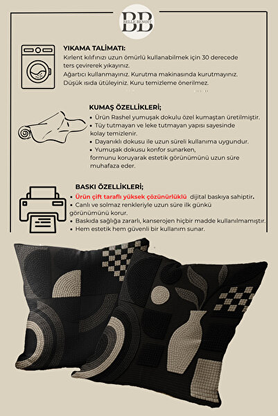 Belle Benoit Set of 2 Embroidery Patterned, Double-Sided Printed, Decorative Throw Pillow Case – Bohemian Style, Zippered