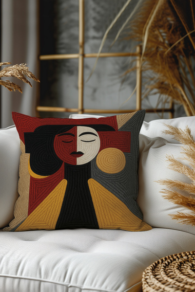 Belle Benoit Set of 2 Embroidery Patterned, Double-Sided Printed, Decorative Throw Pillow Case – Bohemian Style, Zippered