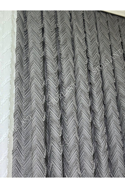 Storlant Puffy Herringbone Light Gray Patterned Linen Background Curtain L Product Frequently Pleated L Accessory Gifted L Single Wing