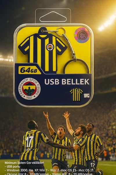 Fenerbahçe 64Gb Licensed Bandroll USB Flash Memory + Keychain (with Jersey Design)