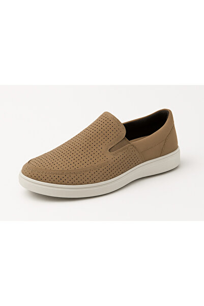 Growish Gr0348 Genuine Nubuck Leather Lightweight Poly Sole Sand Color Perforated Men's Casual Shoes