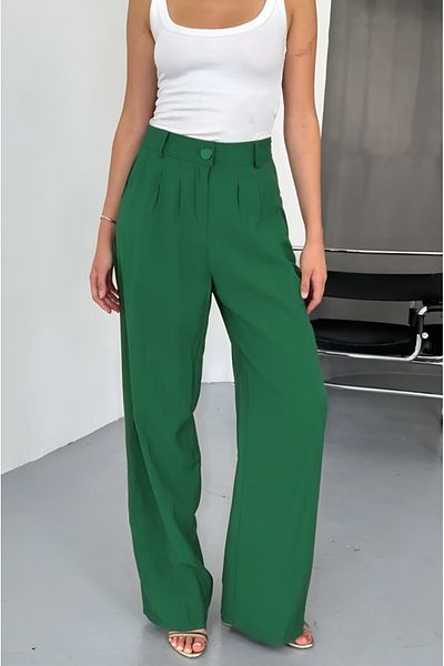 Feela Moda Women's Modal Cupra Woven Pleated Palazzo Pants 2022
