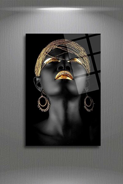 HMDS CONCEPT Tablou de artă pe sticlă de femeie neagră 31