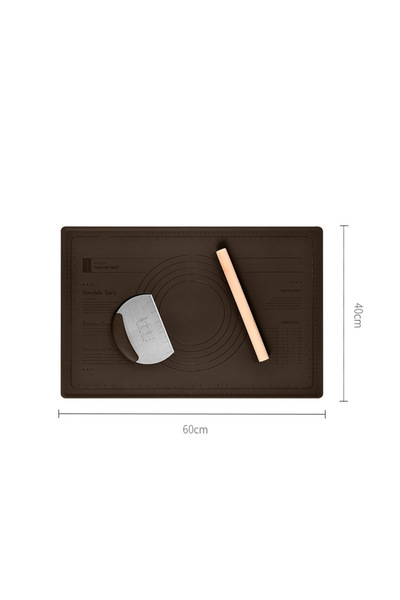 fun zone Generic Silicone Baking Mat With Dough Bake Pad And Rolling Pin Beige/Brown/White
