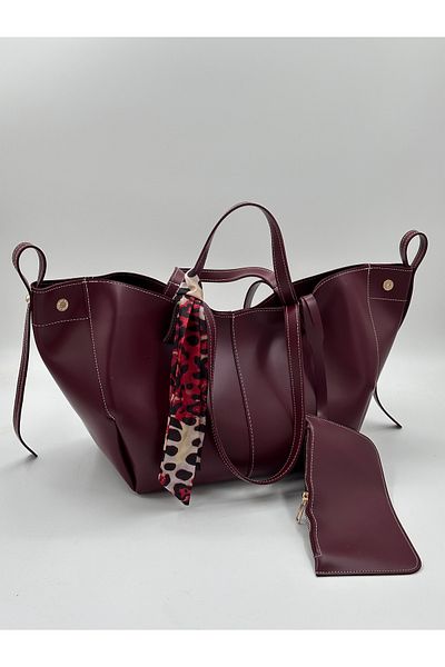 Elanore Large Size Women's Hand and Shoulder Bag with Wallet and Snap Detail on the Sides