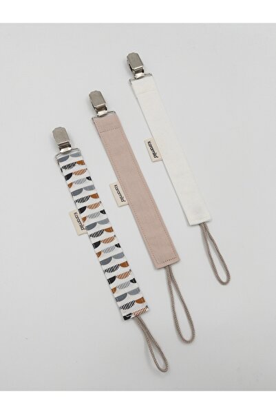 KARAMİLA 3’lü Set Bebek Emzik Askısı - Emzik Zinciri - Emzik Tutacağı Renkli Set