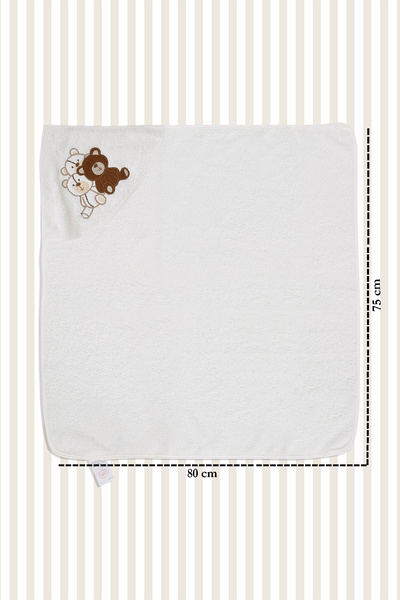 Baby Shez 100% Cotton Newborn Baby Swaddle Embroidered Bath Towel Cream