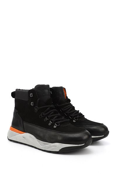 GÖNDERİ(R) Men's Black Lace-Up Sports Genuine Leather Ourdoor Boots