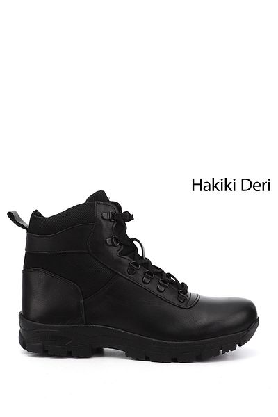 GÖNDERİ(R) Men's Black Zippered Genuine Leather Outdoor Boots