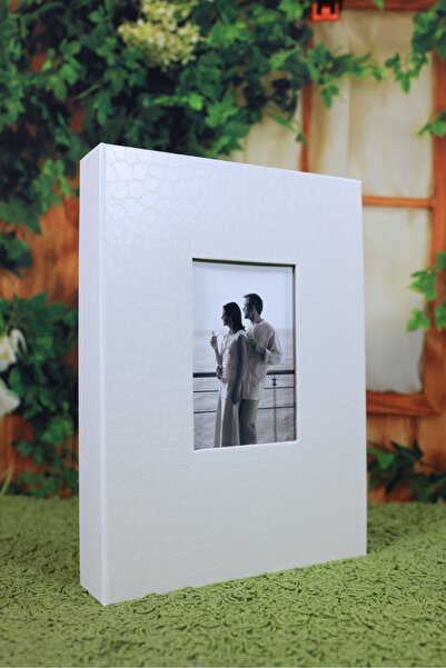 15x21cm 200'lük Vinleks Deri Fotoğraf Albümü Beyaz