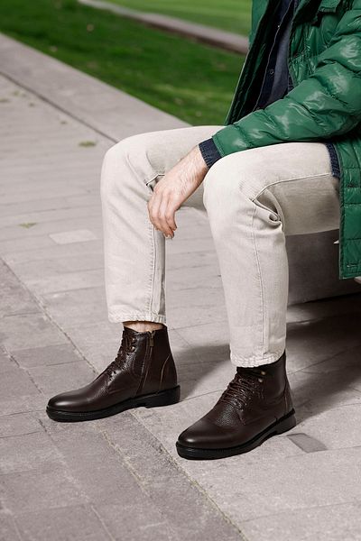 GÖNDERİ(R) Men's Brown Antique Zippered Genuine Leather Classic Boots