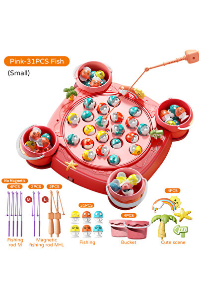 Choice 31 قطعة من ألعاب الصيد المغناطيسية للأطفال باللون الوردي، لعبة صيد الس...