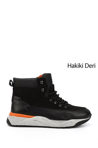 GÖNDERİ(R) Men's Black Lace-Up Sports Genuine Leather Ourdoor Boots