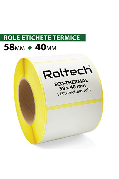 ROLTECH Rola etichete termice ROLTECH | 58x40mm | 1000 et./rola | tub 40mm | Thermal label roll