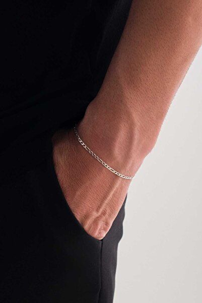 Sterling Silver Aura Gümüş 2mm Figaro Bileklik 925 Ayar Gümüş