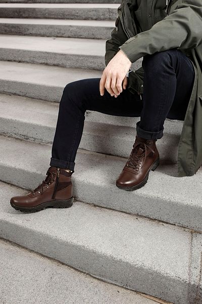 GÖNDERİ(R) Men's Brown Zippered Genuine Leather Outdoor Boots