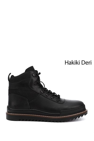GÖNDERİ(R) Men's Black Zippered Genuine Leather Outdoor Boots