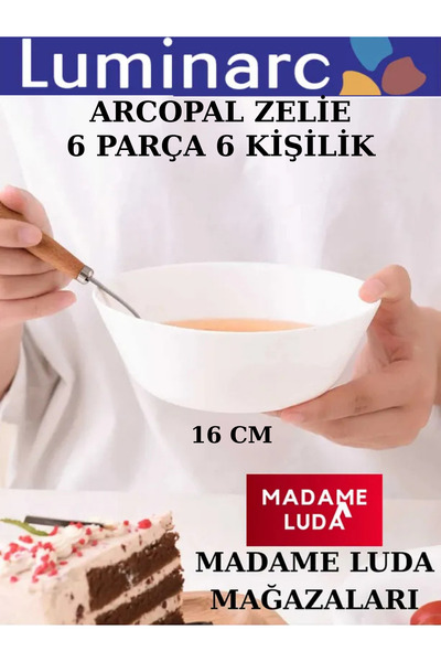 Luminarc 15 سم أبيض 6 قطع وعاء حساء كلاسيكي قطر 15 سم
